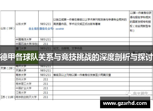 德甲各球队关系与竞技挑战的深度剖析与探讨